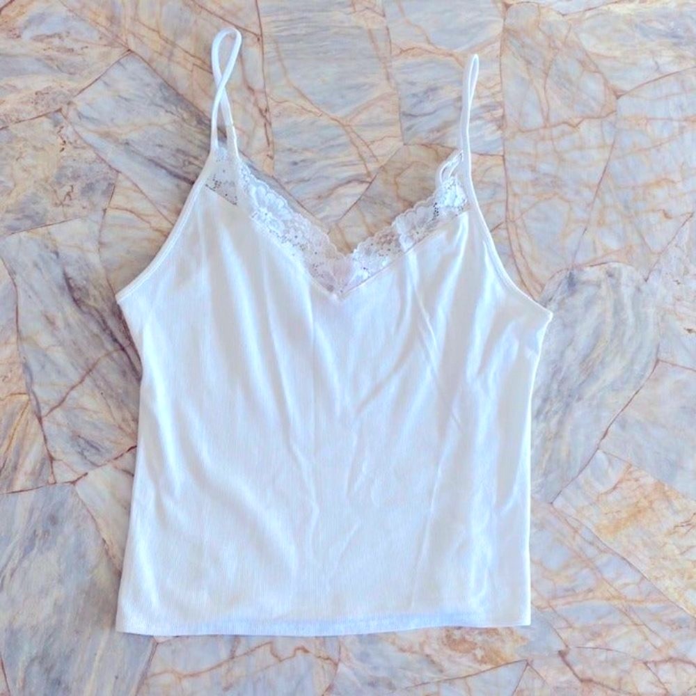 NEW Victoria Secret Very Sexy Lace Cotton Cami White medium - Picture 1 of 6